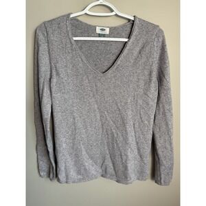 Old Navy Womens Gray V-Neck Knit Pullover Sweater Size M Casual Basic Essential
